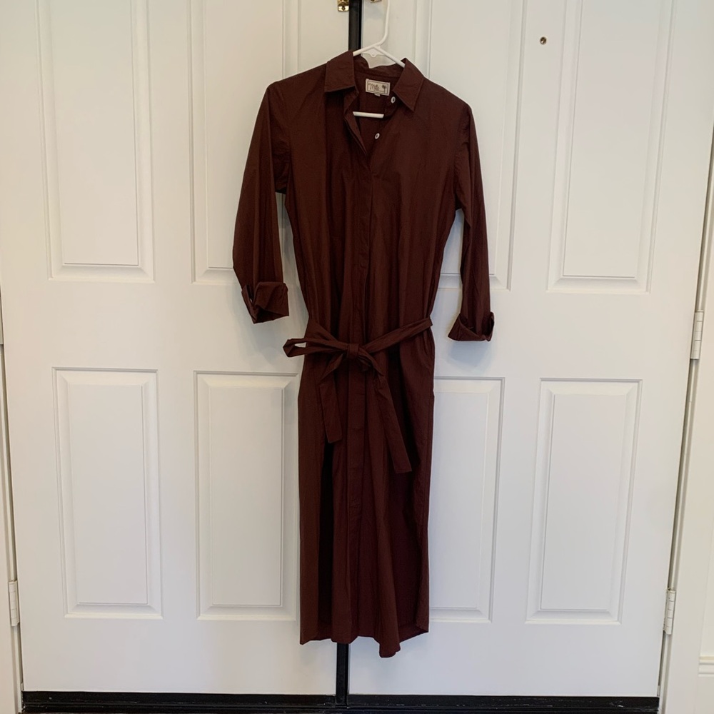 Mille l/s shirt dress in burgundy. Worn once. Size XXS.